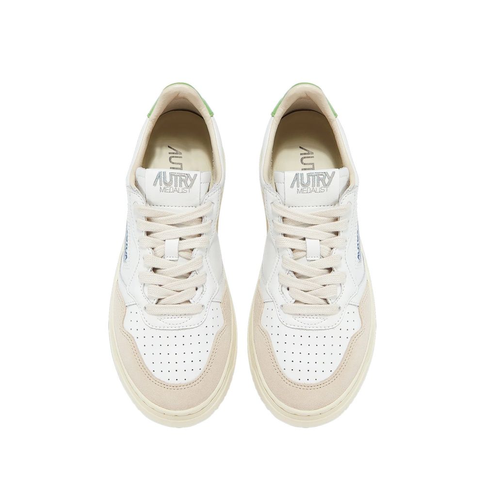 White Leather Low Top Sneakers