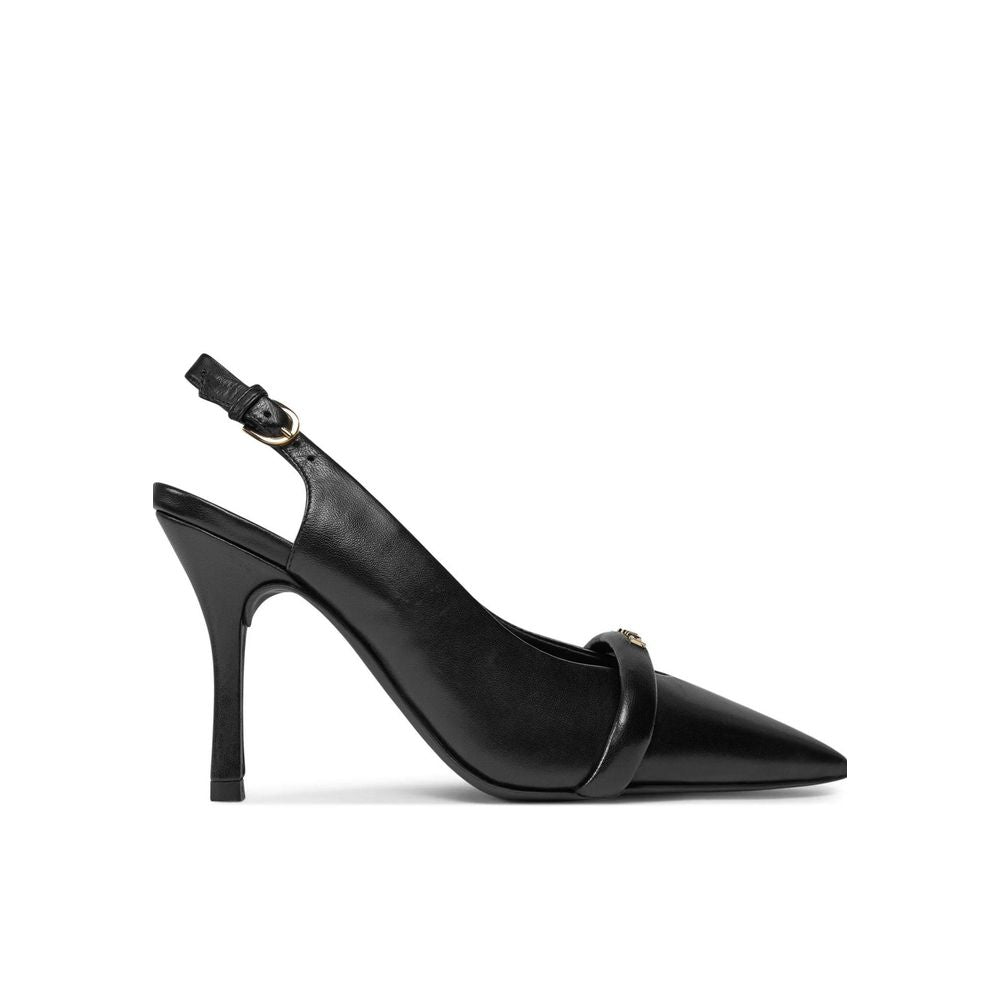 Black Leather High Heel Pumps