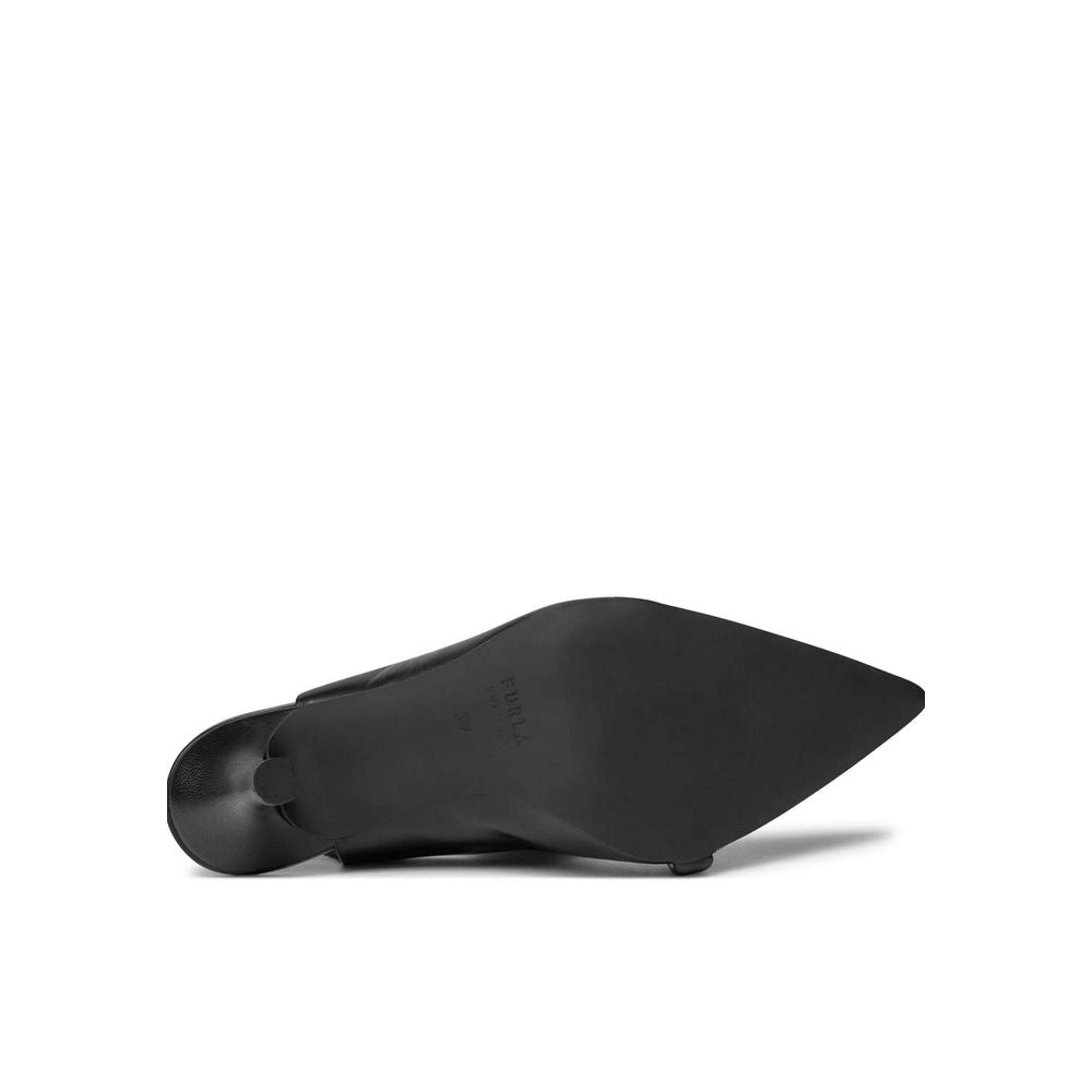 Black Leather High Heel Pumps