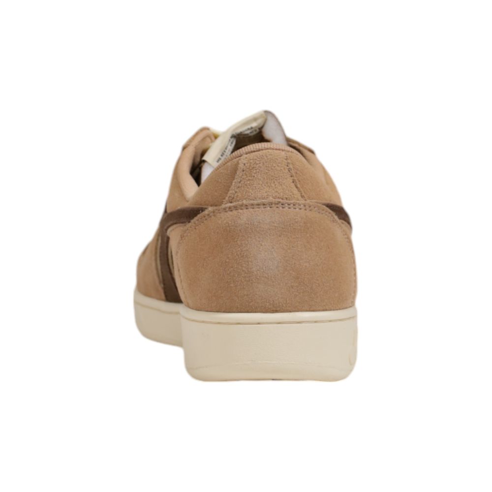 Beige Leather Low Top Sneakers