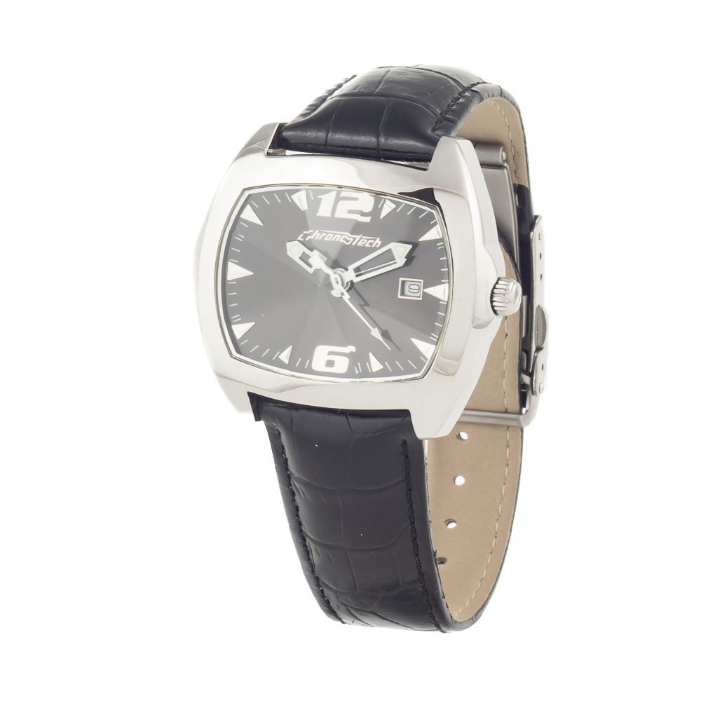 Black Leather Dress Watch