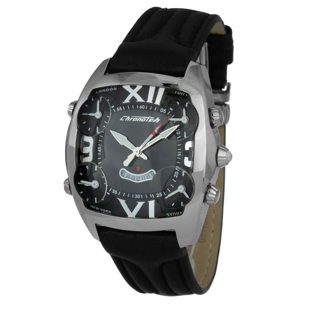 Black Leather Dress Watch