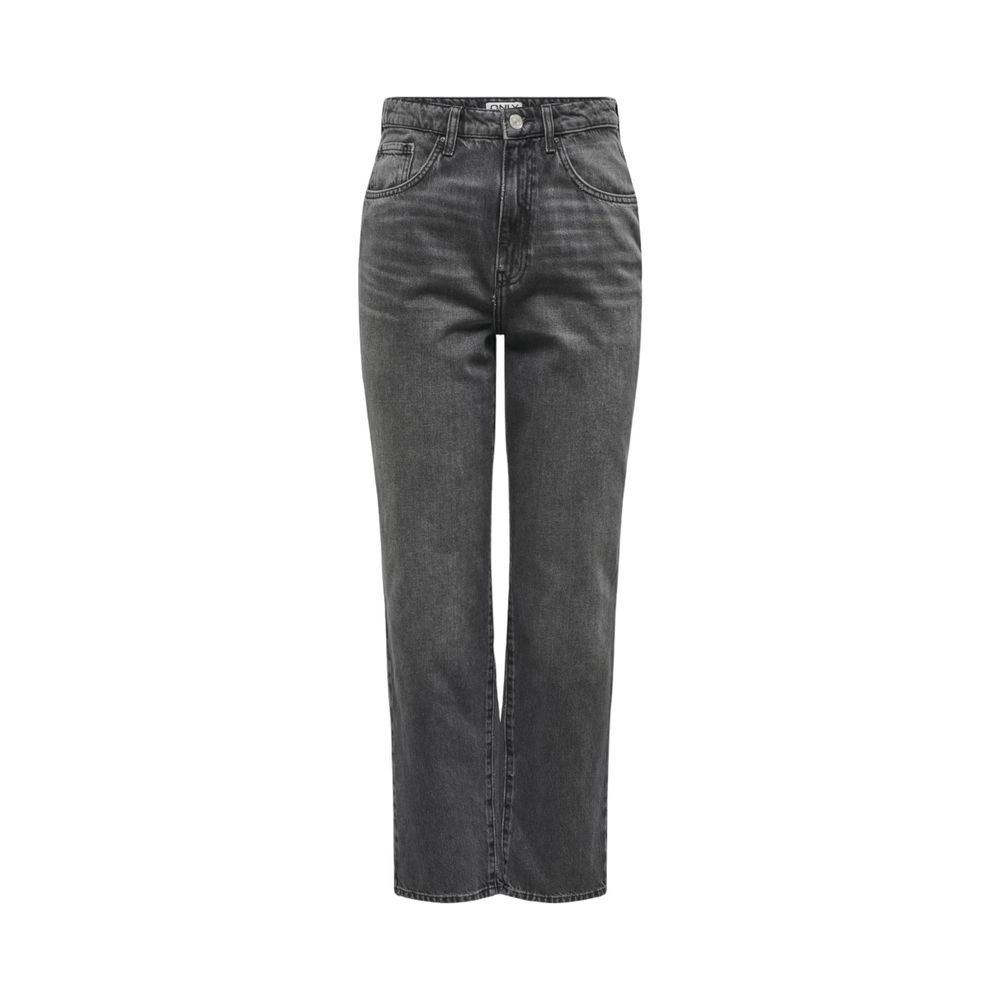 Gray Cotton Mom Jeans