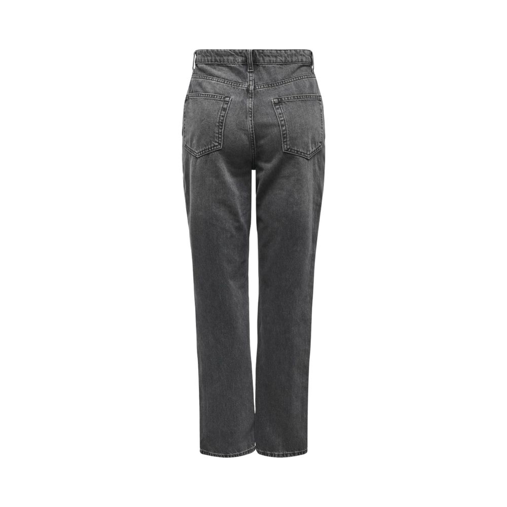Gray Cotton Mom Jeans