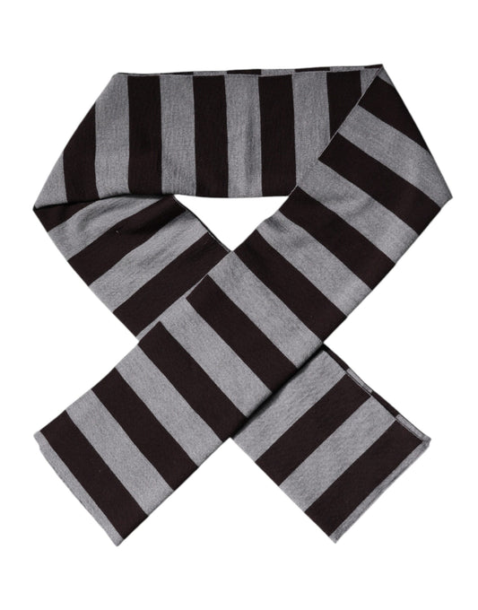 Black Gray Stripes Wool Neck Wrap Scarf