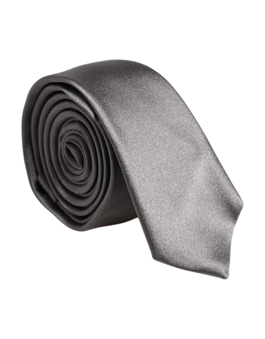 Metallic Silver Silk Adjustable Necktie Tie