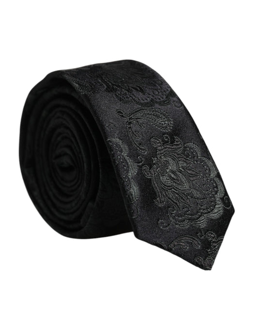 Dark Green Floral Silk Adjustable Necktie Tie