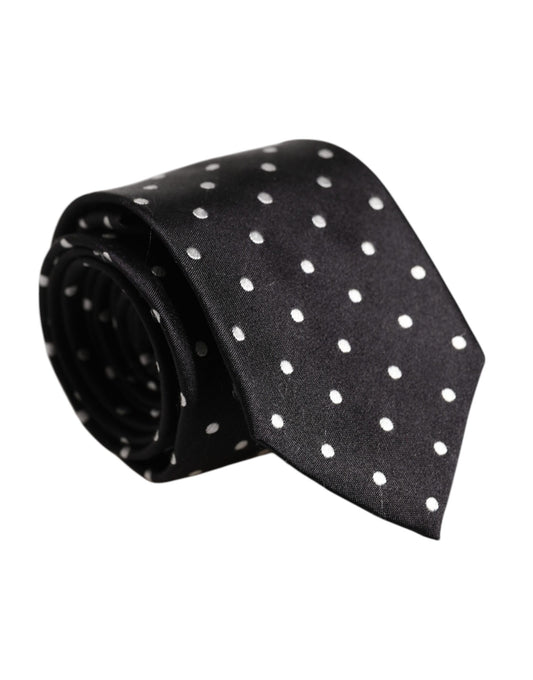 Black Polka Dots Silk Adjustable Necktie Tie
