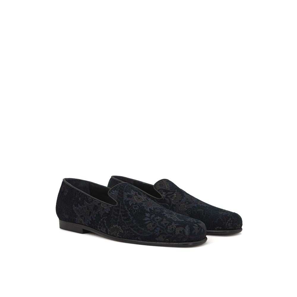 Blue Leather Slip-On Loafers