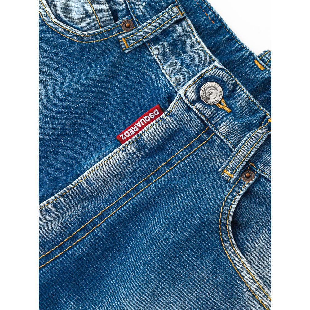 Blue Cotton High-Waisted Jean