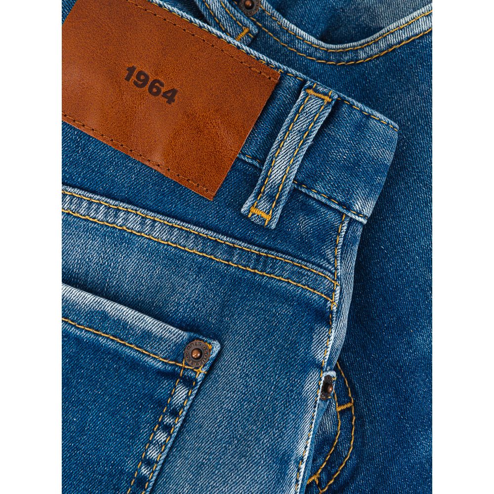 Blue Cotton High-Waisted Jean