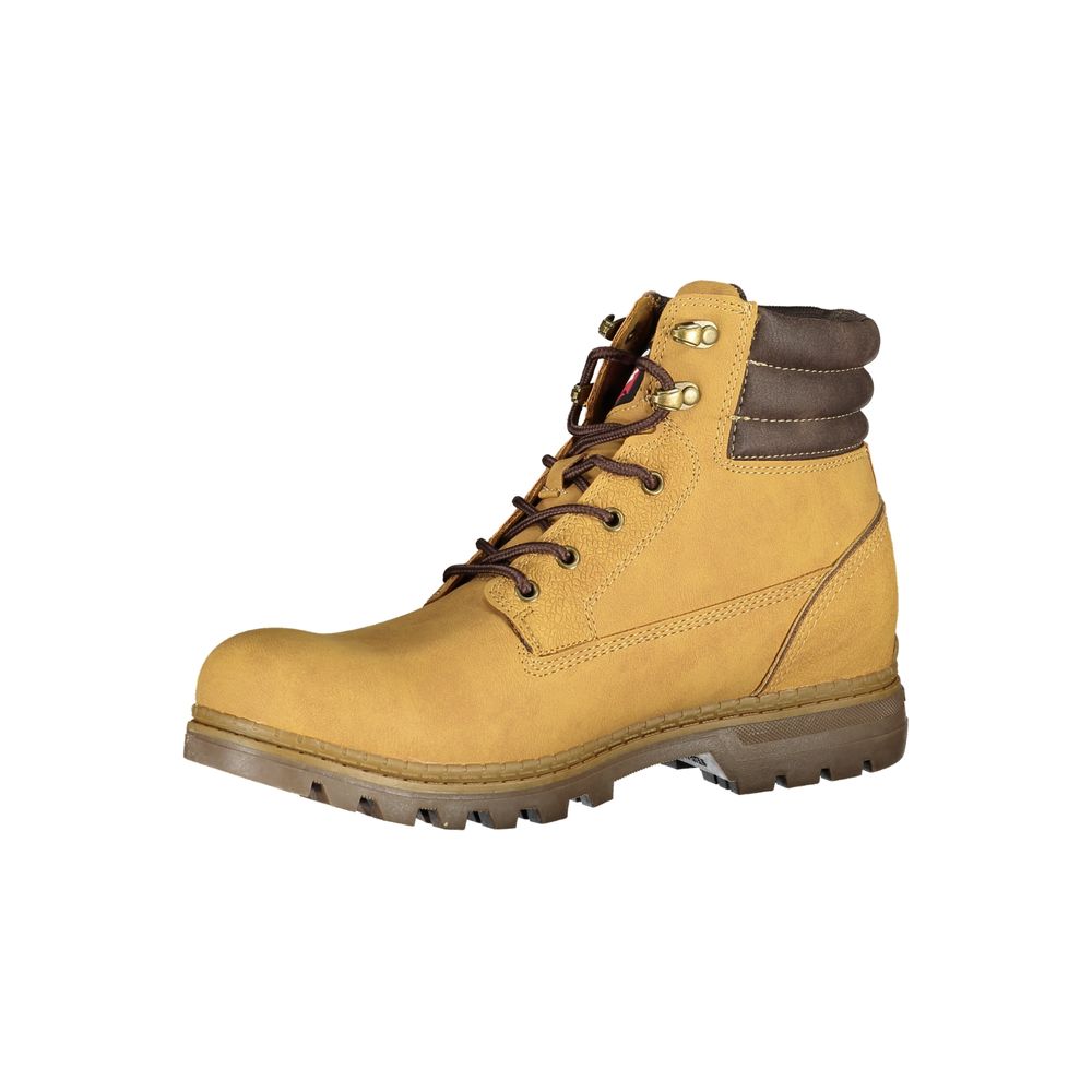 Yellow Polyester Ankle Boots
