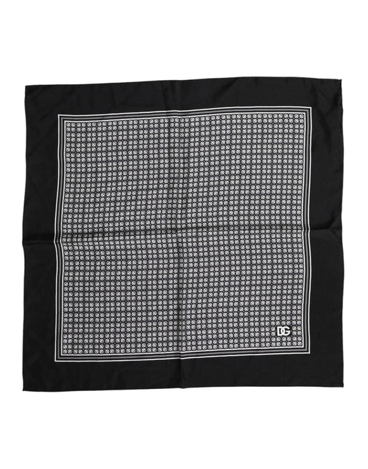 Black White Patterned Square Foulard Scarf