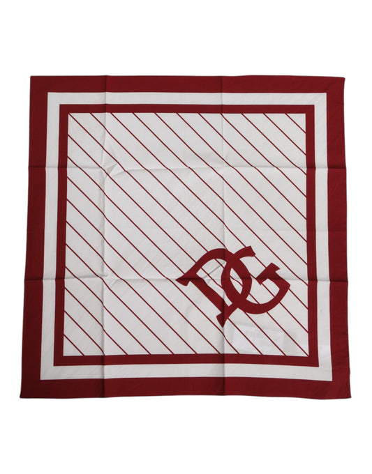 White Red DG Logo Square Men Foulard Scarf
