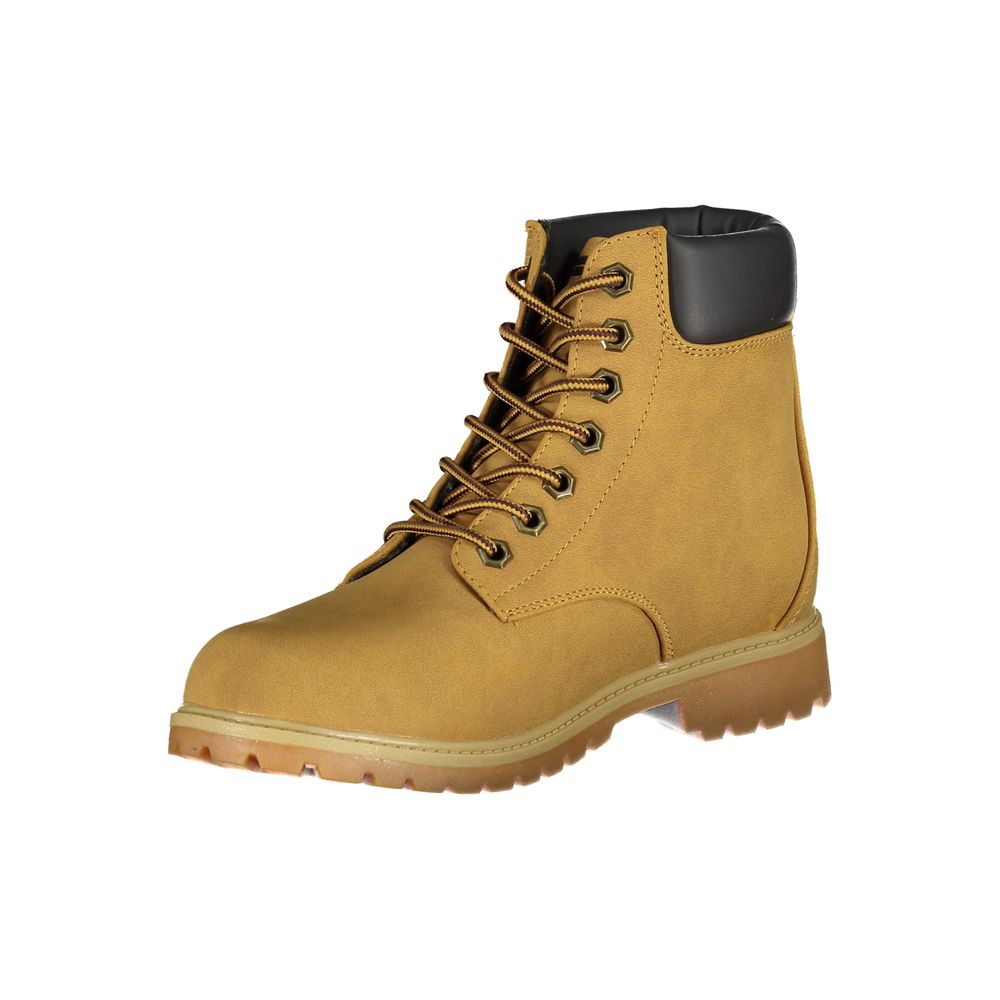 Yellow Polyester Ankle Boots