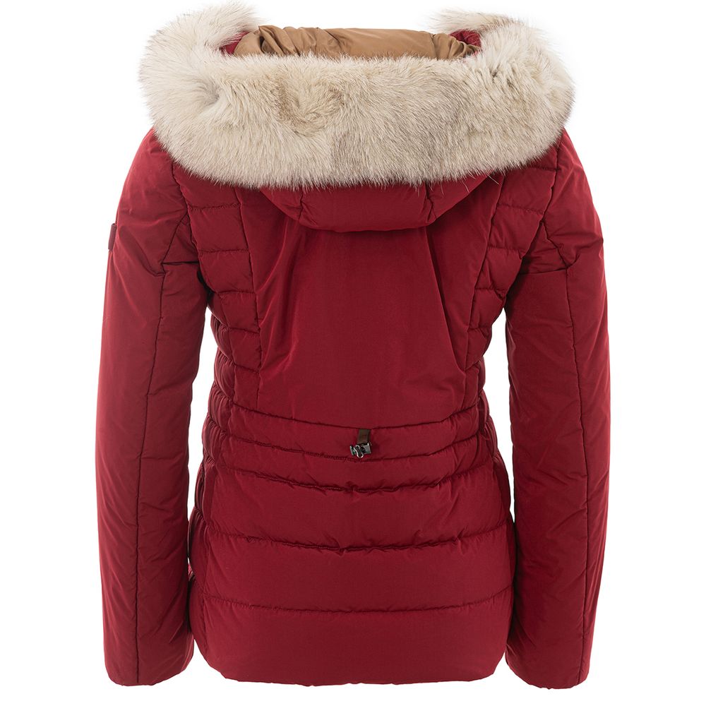 Bordeaux Polyester Full-Length Jacket