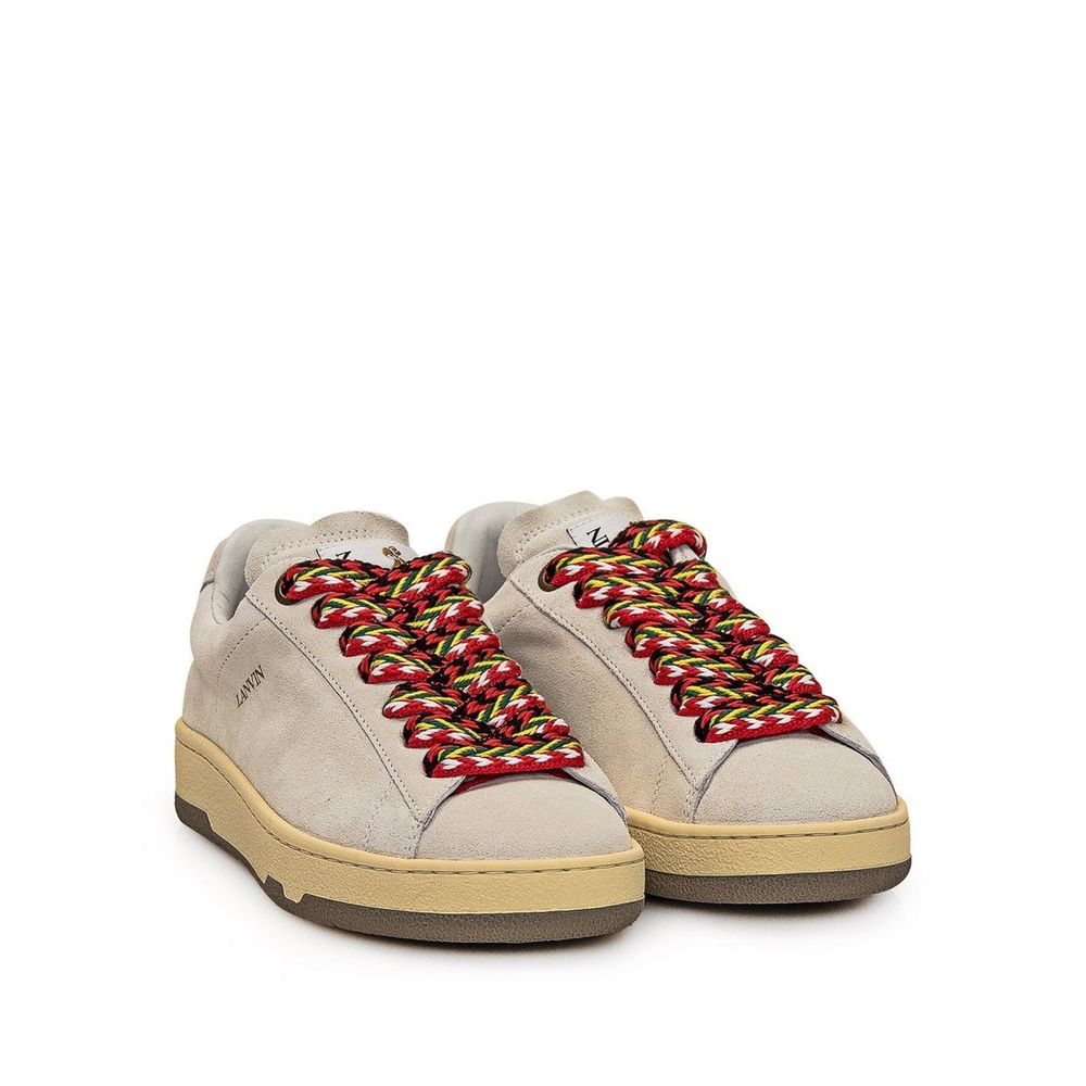 Gray Leather Low Top Sneakers