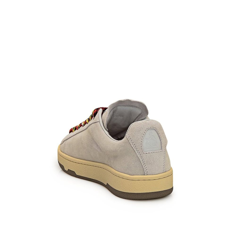 Gray Leather Low Top Sneakers