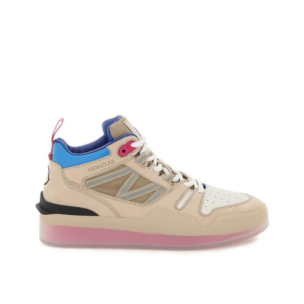 Beige Leather Platform Sneakers