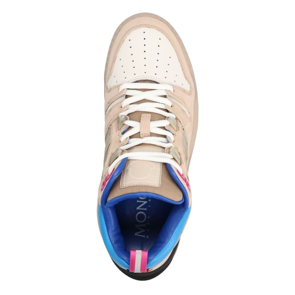 Beige Leather Platform Sneakers