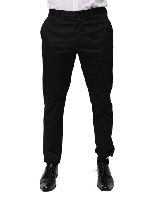 Black Cotton Tapered Men Formal Trousers Pants
