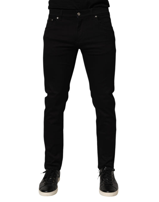 Black Cotton Blend Skinny Men Trouser Pants