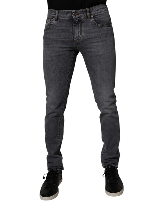 Dark Gray Cotton Stretch Skinny Denim Jeans