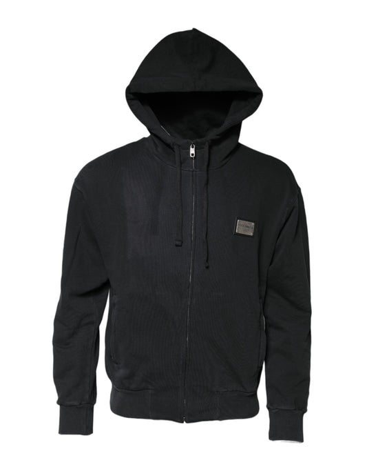 Black Logo FullZip Hooded Sweatshirt Sweater
