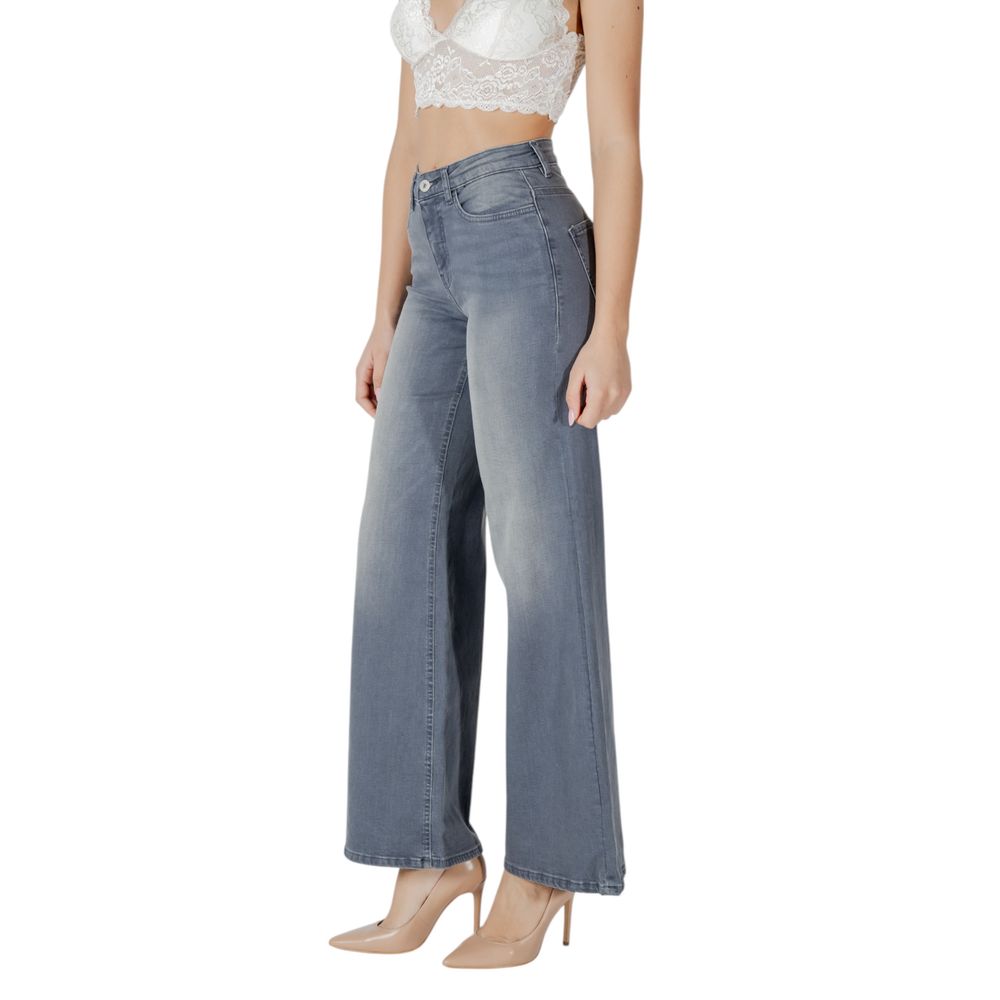 Gray Cotton Bootcut Jeans