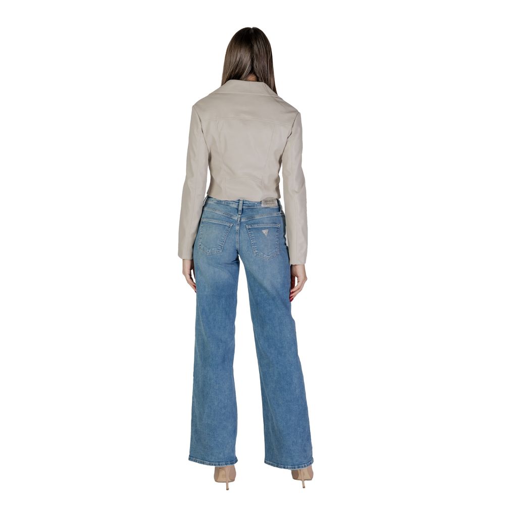 Beige Polyethylene Biker Jacket