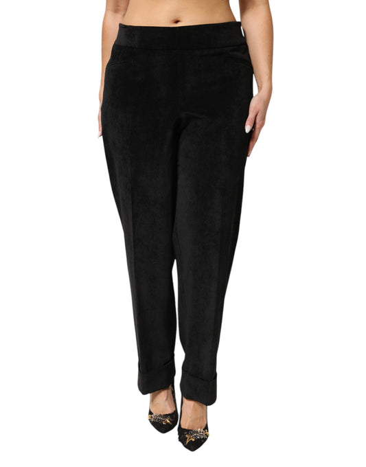 Black High Waist Straight Dress Trouser Pants