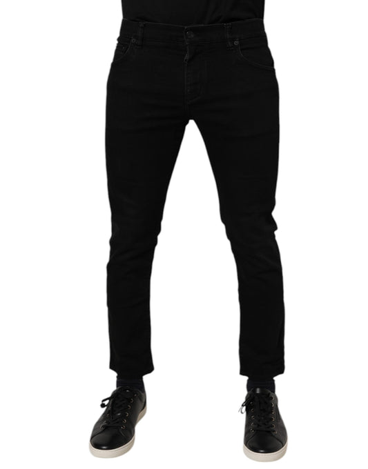 Black Cotton Stretch Skinny Men Denim Jeans