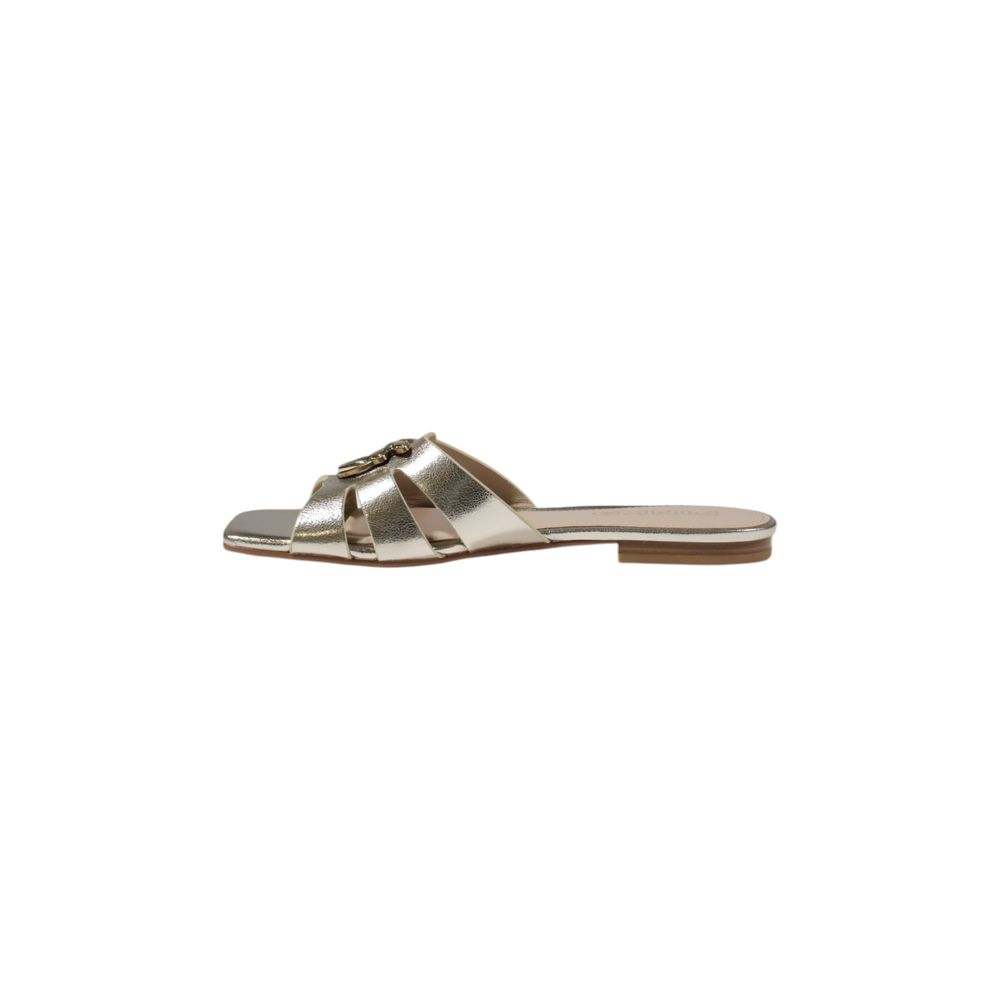 Gold Leather Flat Sandals