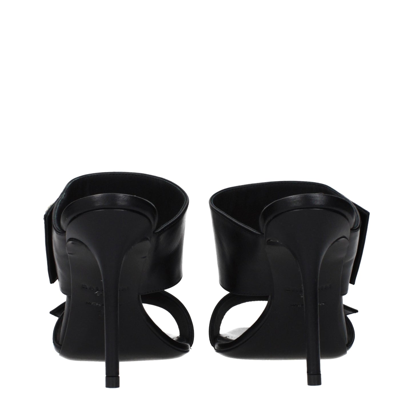 Black Leather Stiletto Heel Sandals