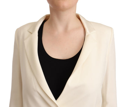 Wrap Off White Long Sleeves Viscose Blazer Jacket