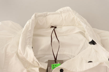 Button Down White Long Sleeve Polyester Jacket