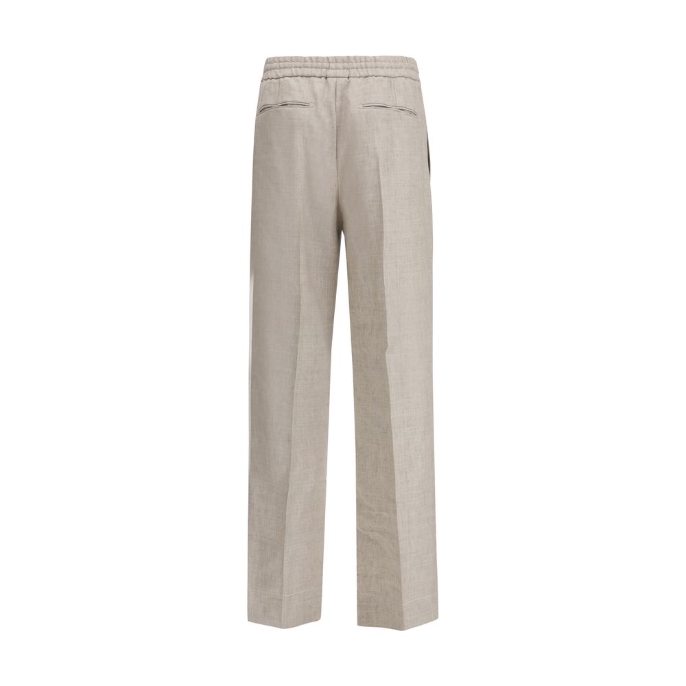 Gray Linen Casual Pants