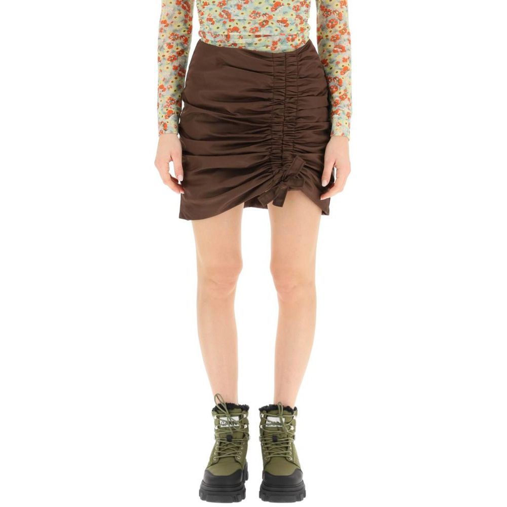 Brown Acetate Mini Skirt