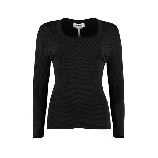 Black Cotton Wool Polyamide Sweatshirt