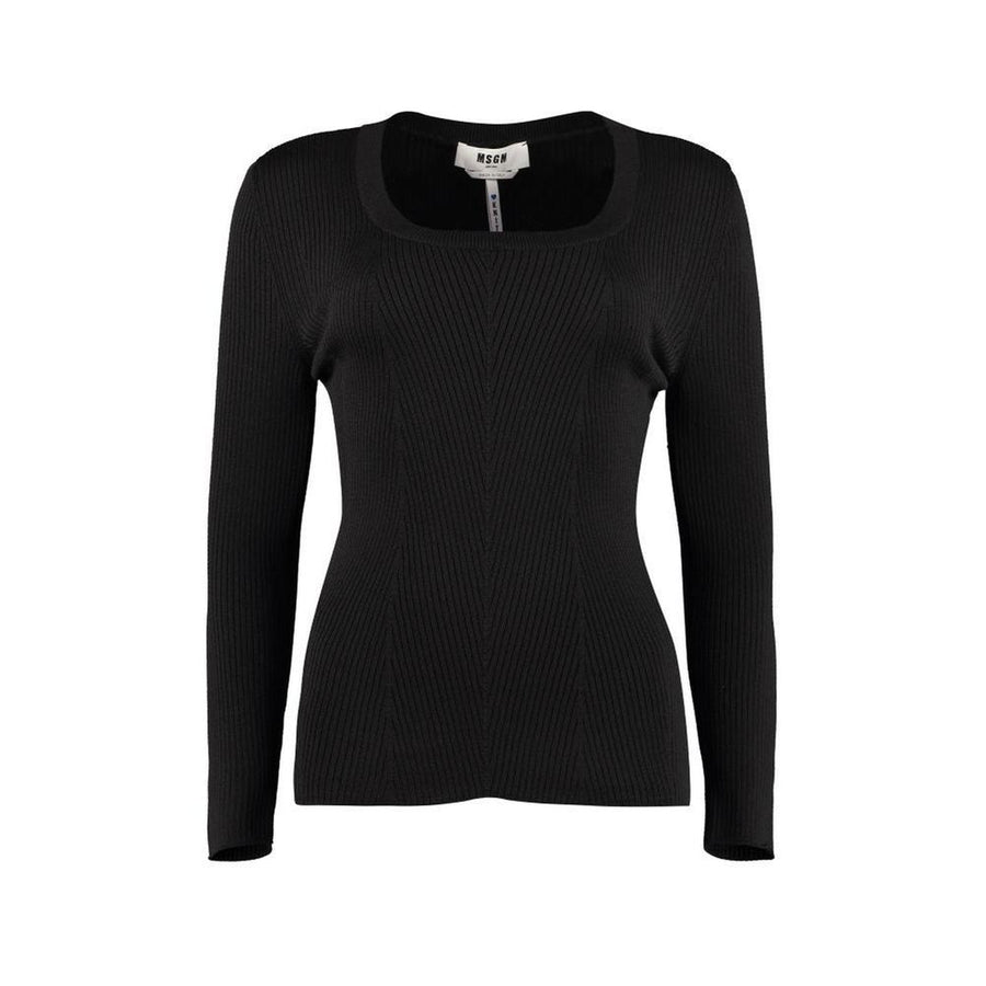 Black Cotton Wool Polyamide Sweatshirt