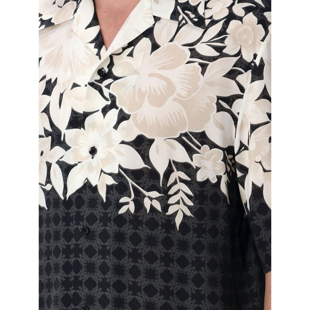 Black Silk Pattern Shirt