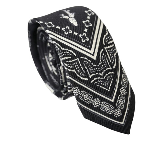 Black And White Silk Tie