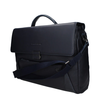 Blue Leather Business And Laptop Bag