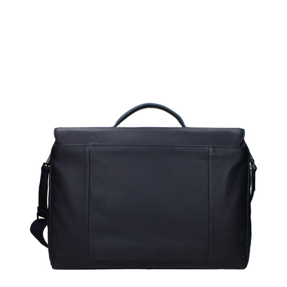 Blue Leather Business And Laptop Bag