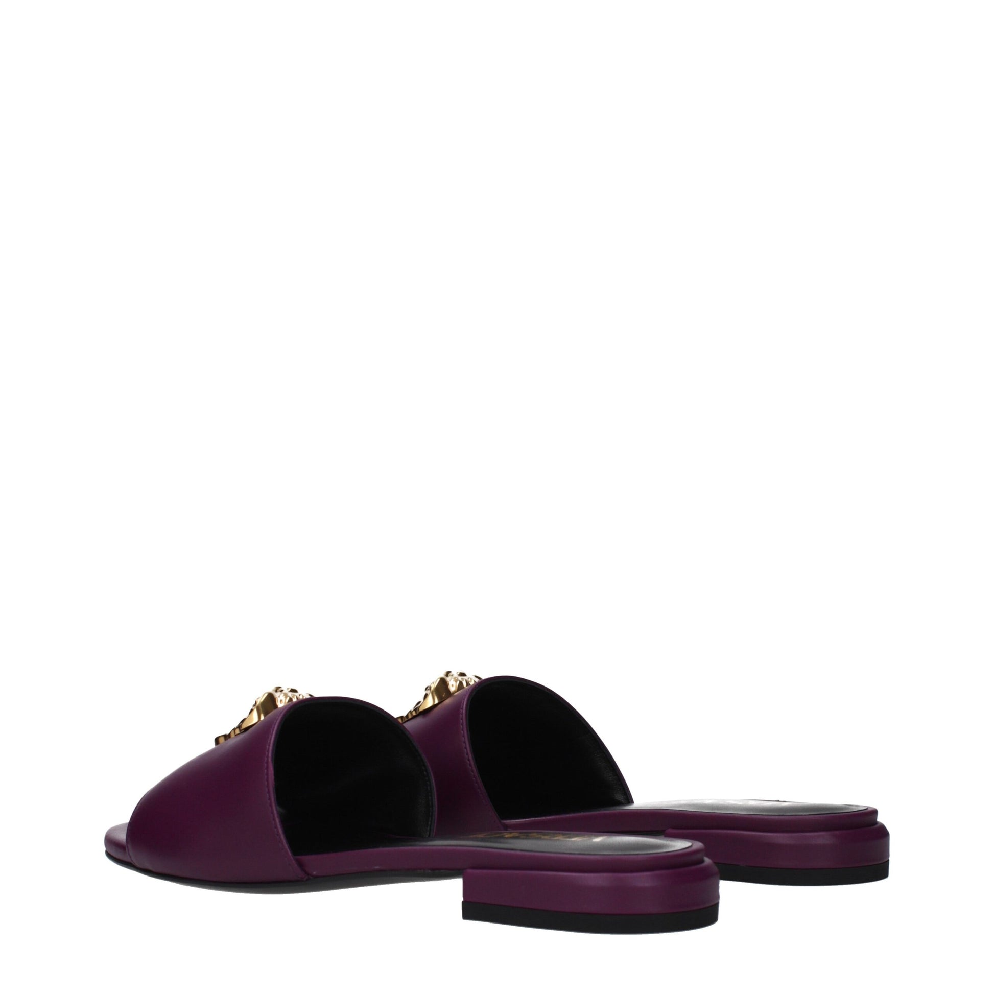 Purple Leather Slippers