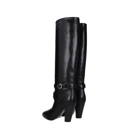 Black Leather High Heel Boots