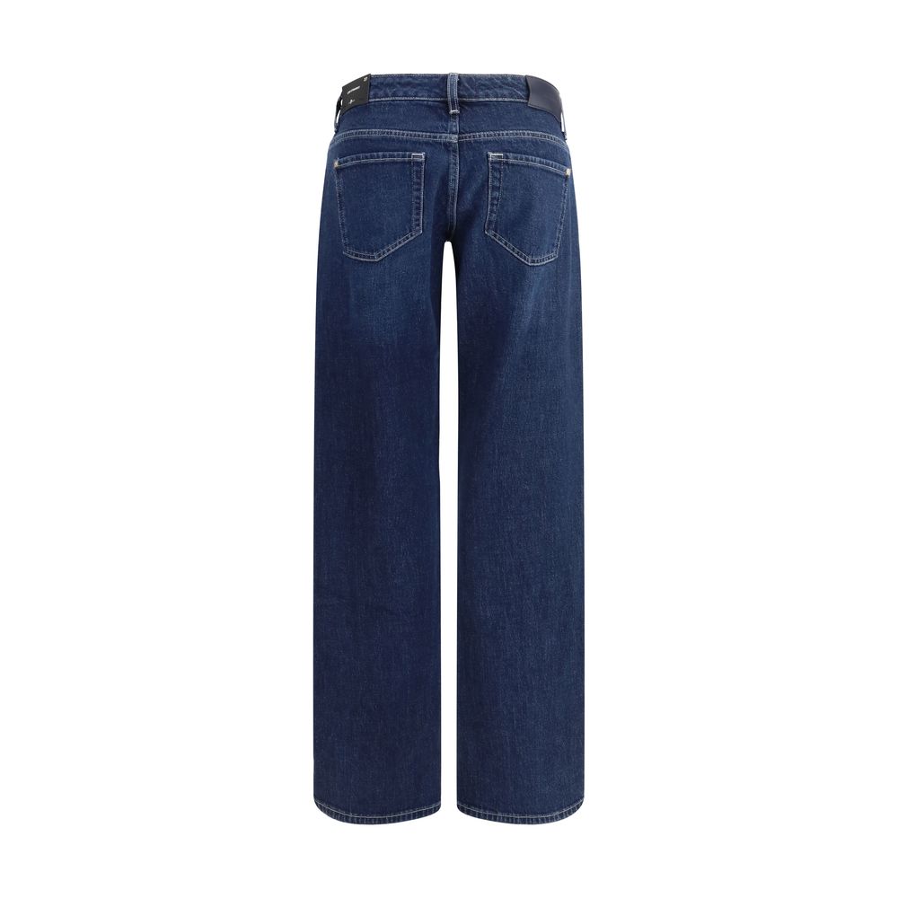 Blue Cotton Straight-Leg Jeans