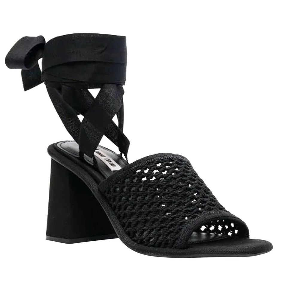 Black Fabric Strap-On Sandals