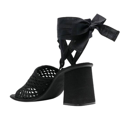 Black Fabric Strap-On Sandals