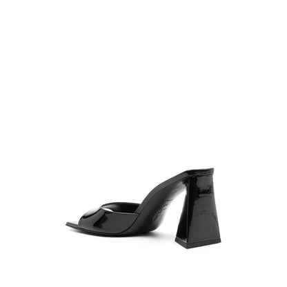 Black Calfskin Platform Sandals